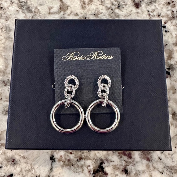 Triple Drop Earrings Cable Motif Brooks Brothers Silver Tone - Picture 4 of 7